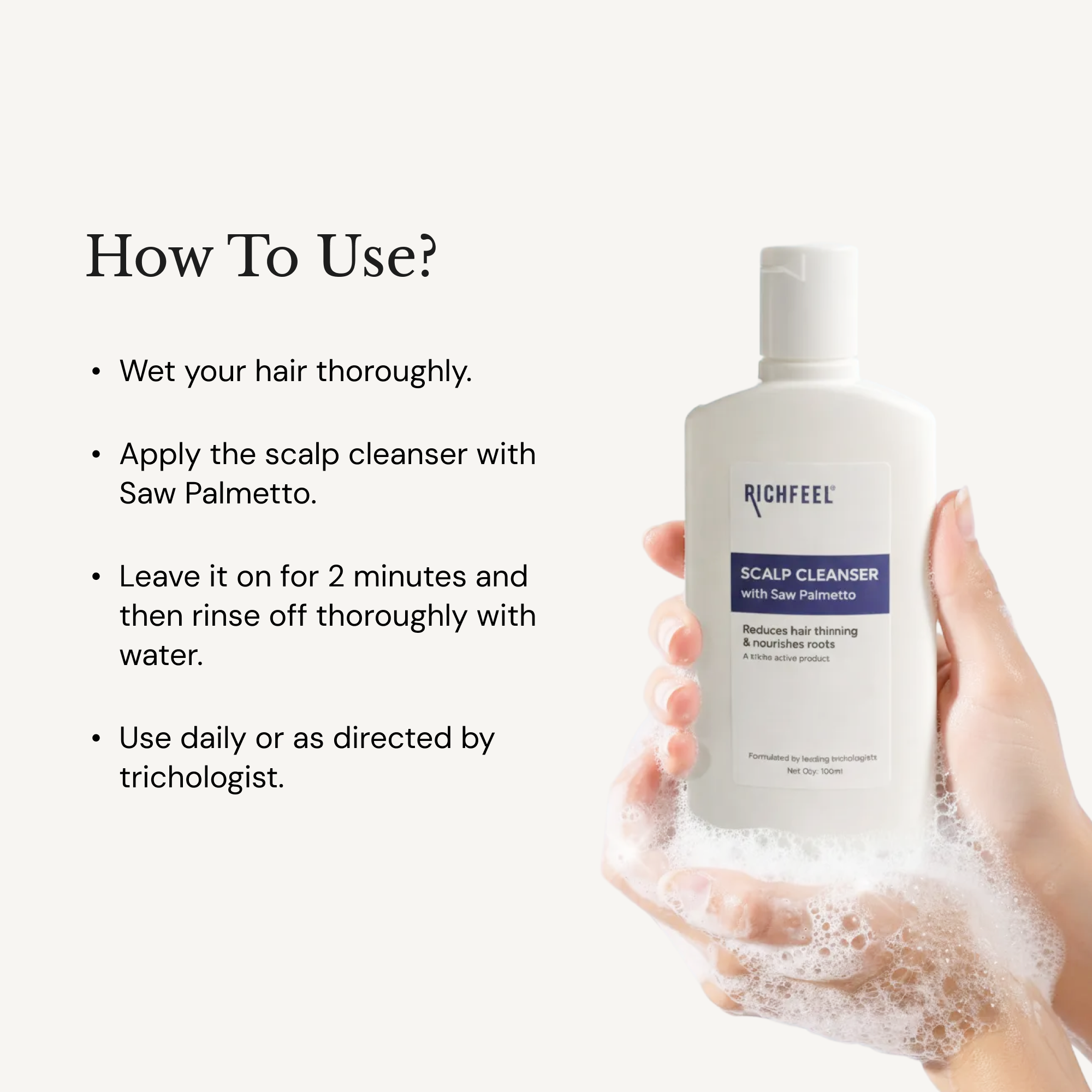 RICHFEEL Scalp Cleanser with Saw Palmetto | Premium Anti-Hair Fall & DHT Blocker Shampoo (Pack of 3)